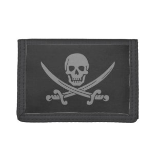 Dark Grey Jolly Roger Tri-fold Wallet