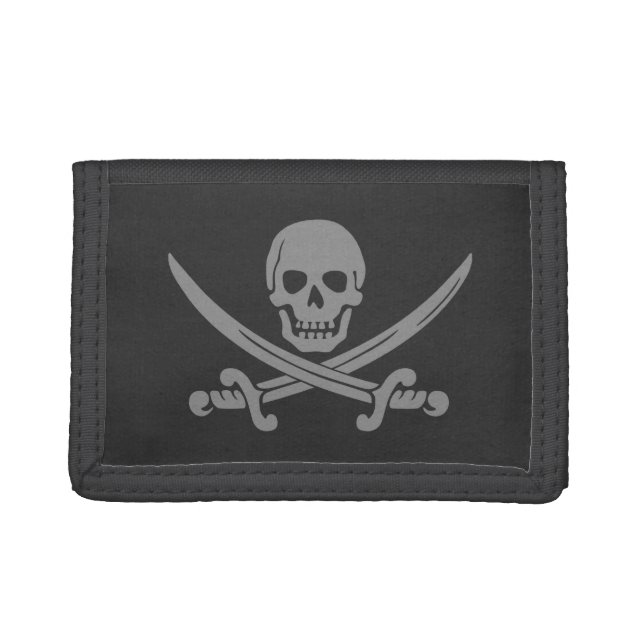 Dark Grey Jolly Roger Tri-fold Wallet (Front)