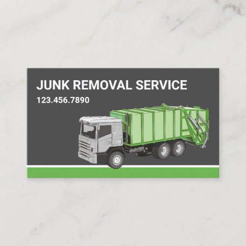 Dark Grey Junk Removal Service Garbage Truck Business Card