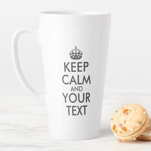 Dark Grey Keep Calm and Your Text Latte Mug