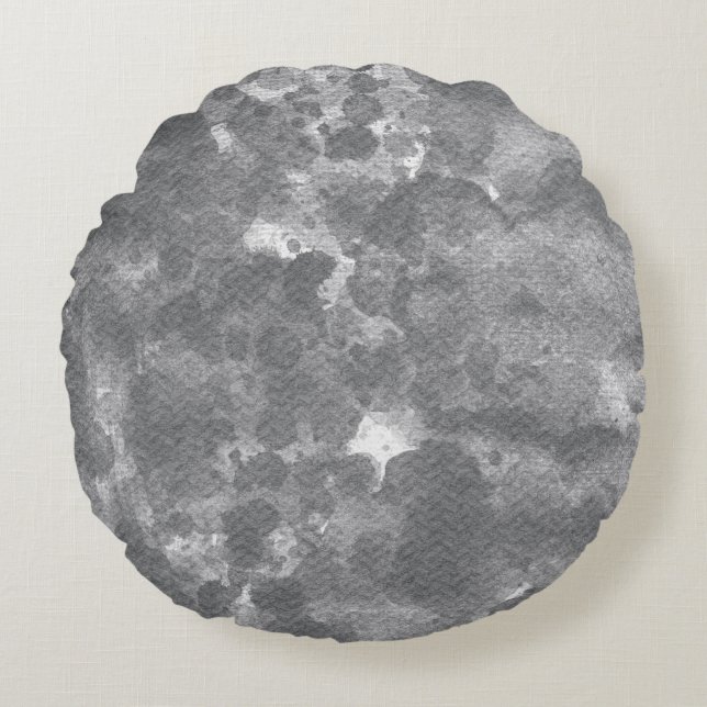 Dark Grey Marble Texture Pattern Round Pillow (Front)