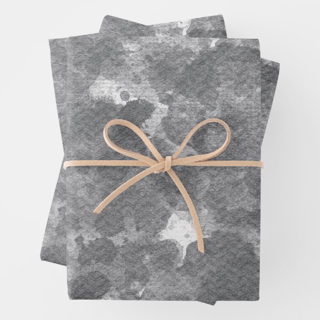 Dark Grey Marble Texture Pattern Wrapping Paper Sheets (In situ)
