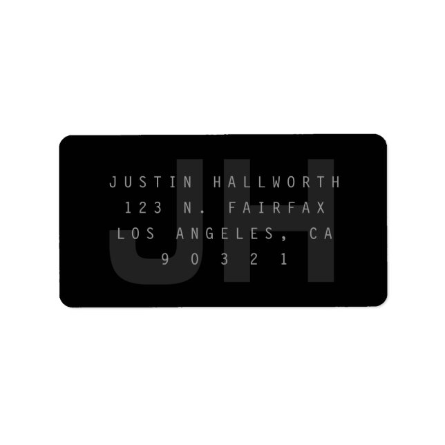Dark Grey Modern Return Address Label (Front)