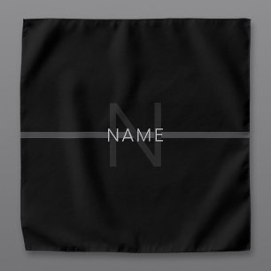 Dark Grey Monogram, Name & Geometric Stripe Bandana