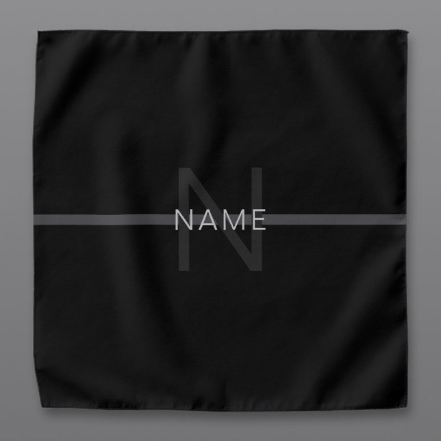 Dark Grey Monogram, Name & Geometric Stripe Bandana (Creator Uploaded)