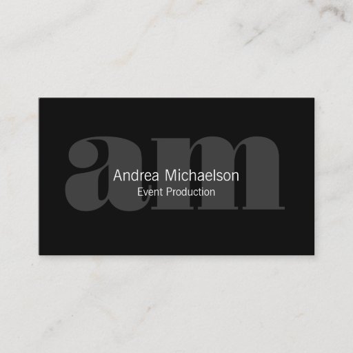 Customizable Dark Grey Monogram on Black Horizontal Business Card Templates