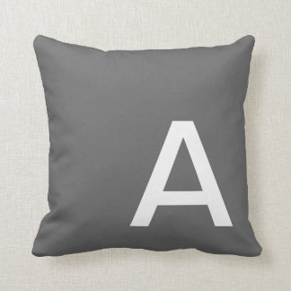 Dark Grey Monogrammed Throw Pillow