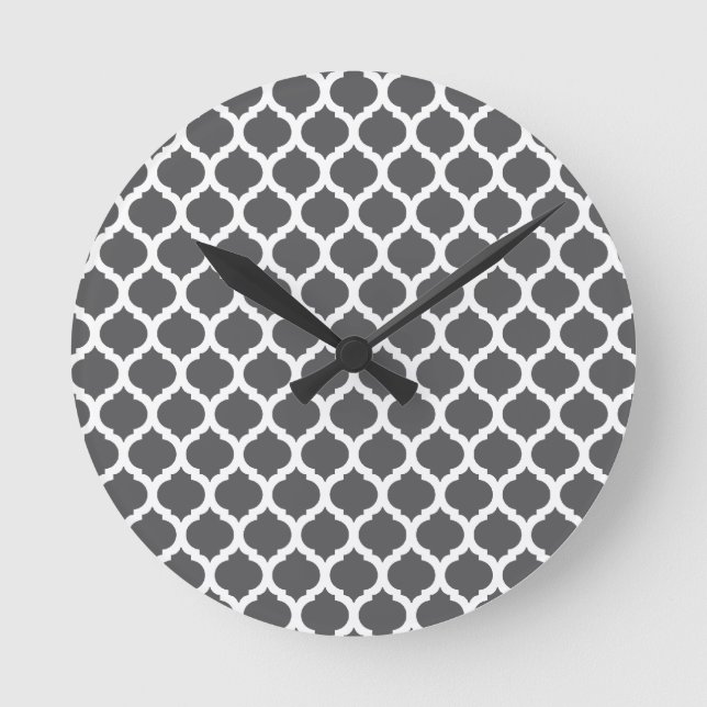 Dark Grey Moroccan Pattern Wall Clocks (Front)