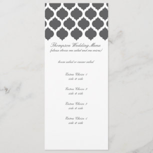 Dark Grey Moroccan Pattern Wedding Menus