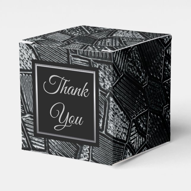Dark Grey Mosaic Glass Cube Favor Box (Front Side)