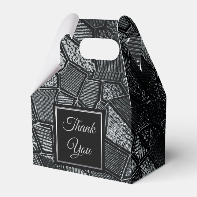 Dark Grey Mosaic Glass Gable Favor Box (Front Side)