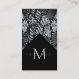 Dark Grey Mosaic Glass Monogram Business Card 8