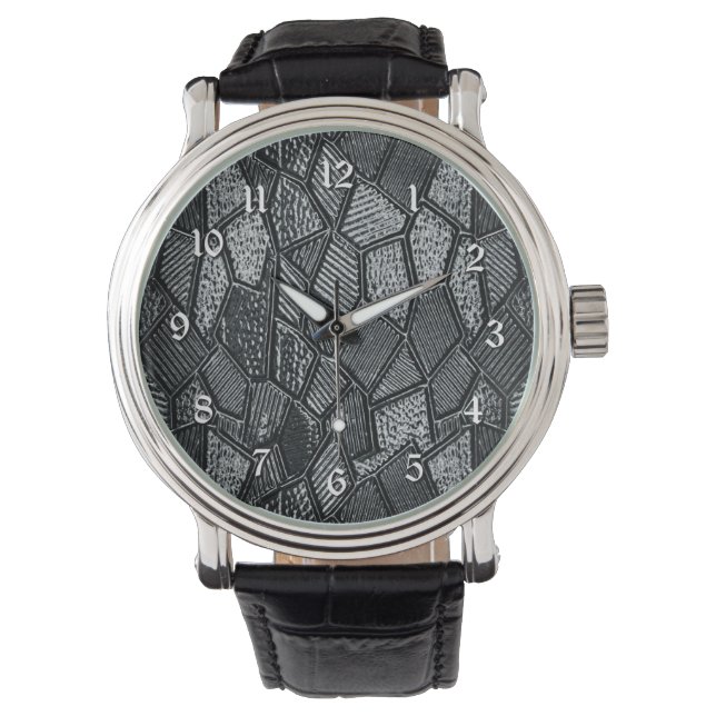 Dark Grey Mosaic Glass Wrist Watch (Front)