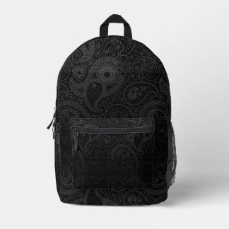 Dark Grey Paisley Printed Backpack