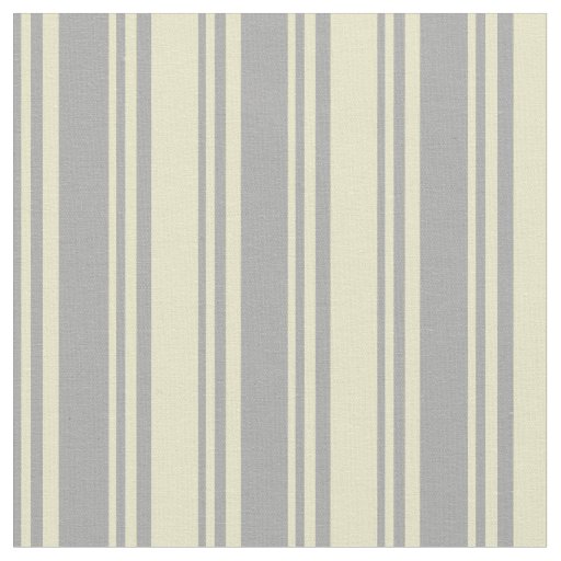 Dark Grey & Pale Goldenrod Stripes Fabric