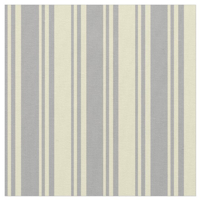Dark Grey & Pale Goldenrod Stripes Fabric (Close Up)