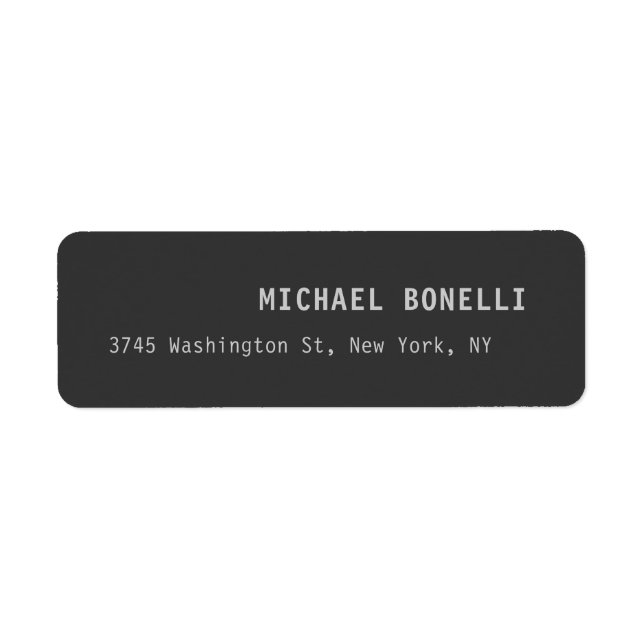Dark Grey Professional Custom Name Address Best Label (Front)