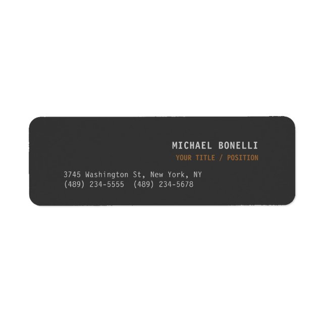 Dark Grey Professional Custom Name Position Best Label (Front)