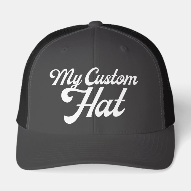 DARK GREY Retro 6 Panel Custom Trucker Hat Blank (Front)