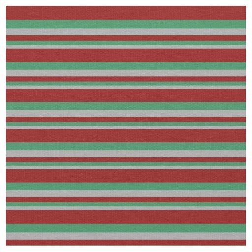 Dark Grey, Sea Green & Dark Red Stripes Fabric