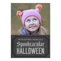 Dark Grey Spooktacular Halloween Photo Card
