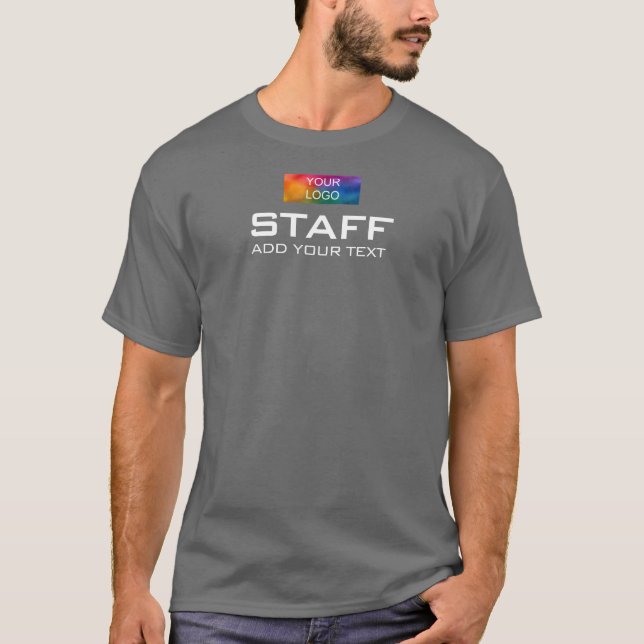 Dark Grey Staff Team Member Double Mens Sided T-Shirt (Front)