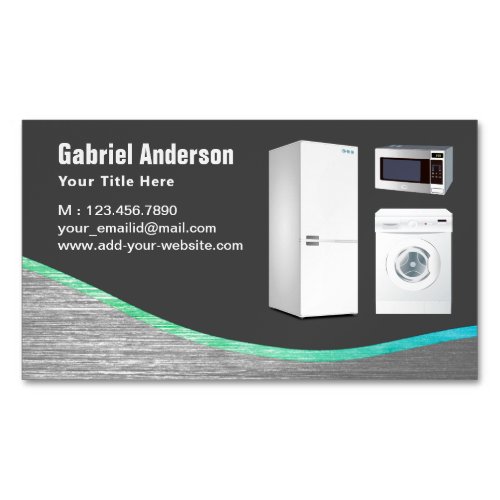 Dark Grey Steel Home Appliances Repair Business Card Magnet