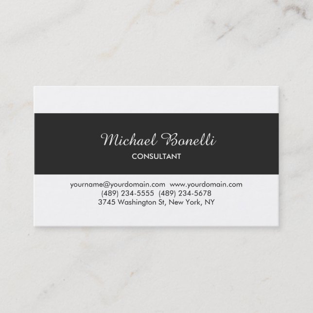 Dark Grey Stripe Classical White Business Card (Front)