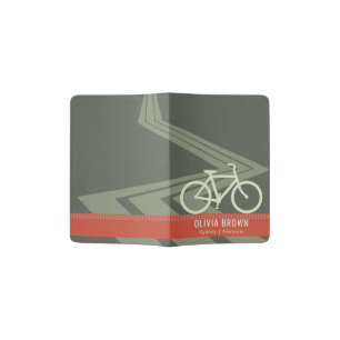DARK GREY TOMATO RED LEATHER BIKE BICYCLE MONOGRAM PASSPORT HOLDER