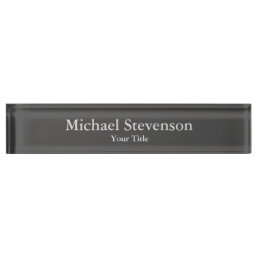 Dark Grey Unique Elegant Modern Minimalist Desk Name Plate