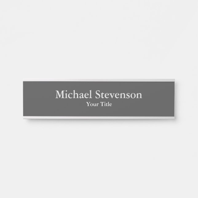 Dark Grey Unique Elegant Modern Minimalist Door Sign (Front)