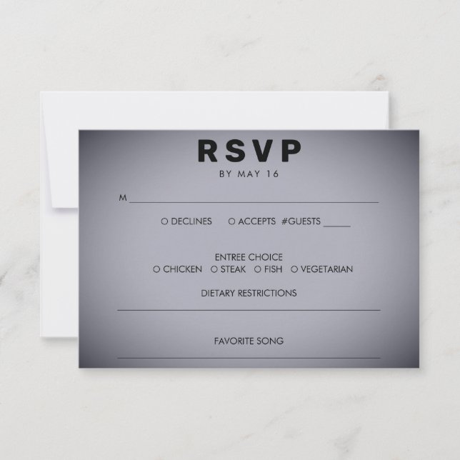 Dark Grey Vignette Wedding RSVP Card (Front)