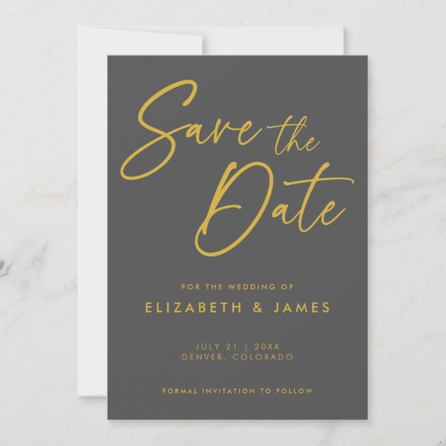 Dark Grey Wedding Save The Date Invitation (Front)