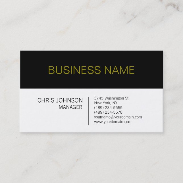 Dark Grey White Contemporary Manager Business Card (Front)