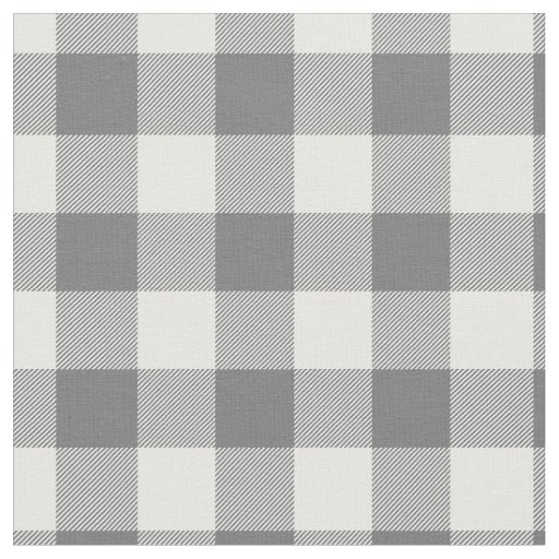 Dark Grey & White Plaid Gingham Fabric