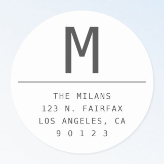 Dark Grey & White Return Address Classic Round Sticker