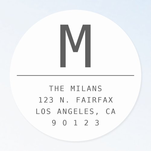 Dark Grey  White Return Address Classic Round Sticker