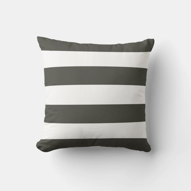Dark Grey & White Striped Pillow (Front)