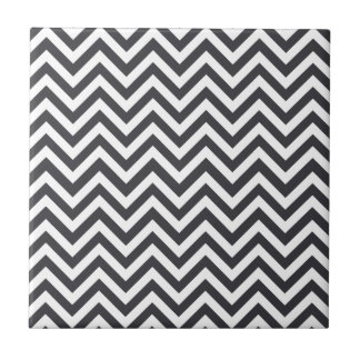 Dark Grey & White Zigzag Pattern Ceramic Tile
