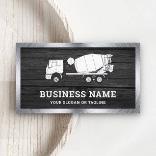 Dark Grey Wood Concrete Mixer Cement Truck Business Card
