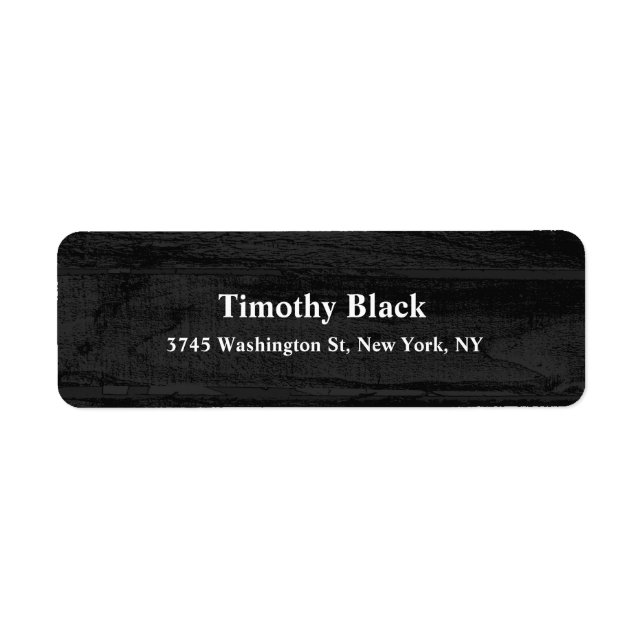 Dark Grey Wood Elegant Plain Modern Style Label (Front)