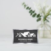 Dark Grey Wood House Roofing Construction Roofer Business Card (Standing Front)