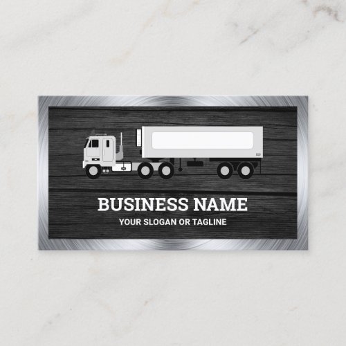Dark Grey Wood Logistics Transport Truck Trailer Business Card