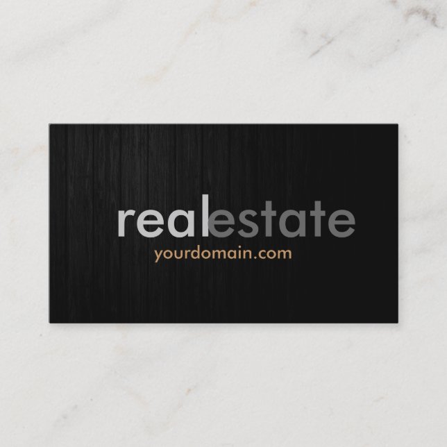 Dark Grey Wood Real Estate Agent Business Card (Front)