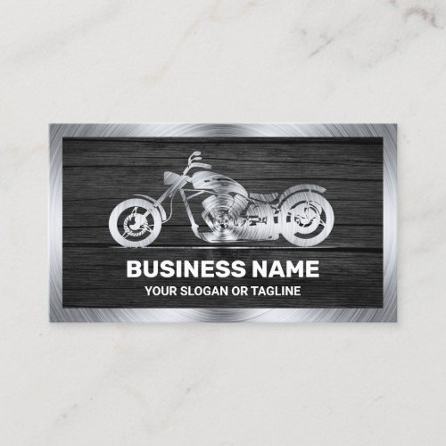 Dark Grey Wood Steel Motorbike Motorcycle Mechanic Business Card