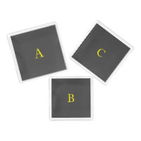 Dark Grey Yellow Gray Monogram Initials Unique Set