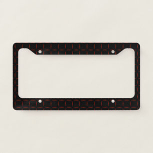 Dark Grid Background - Red License Plate Frame