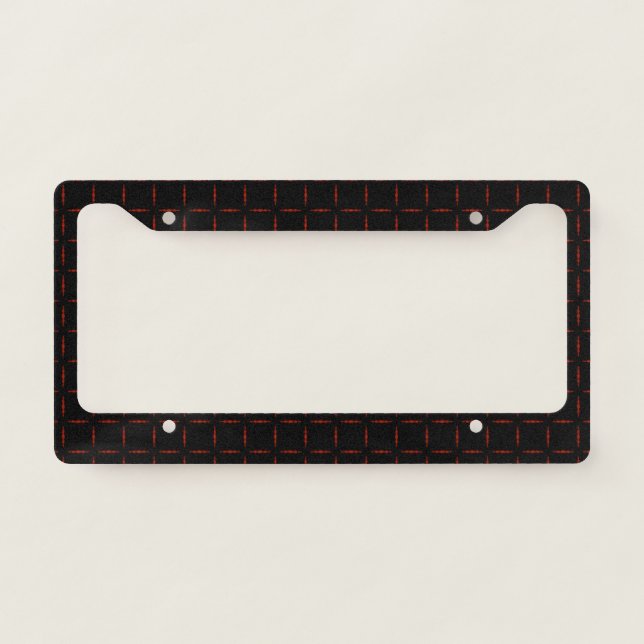 Dark Grid Background - Red License Plate Frame (Front)