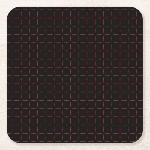 Dark Grid Background _ Red Square Paper Coaster