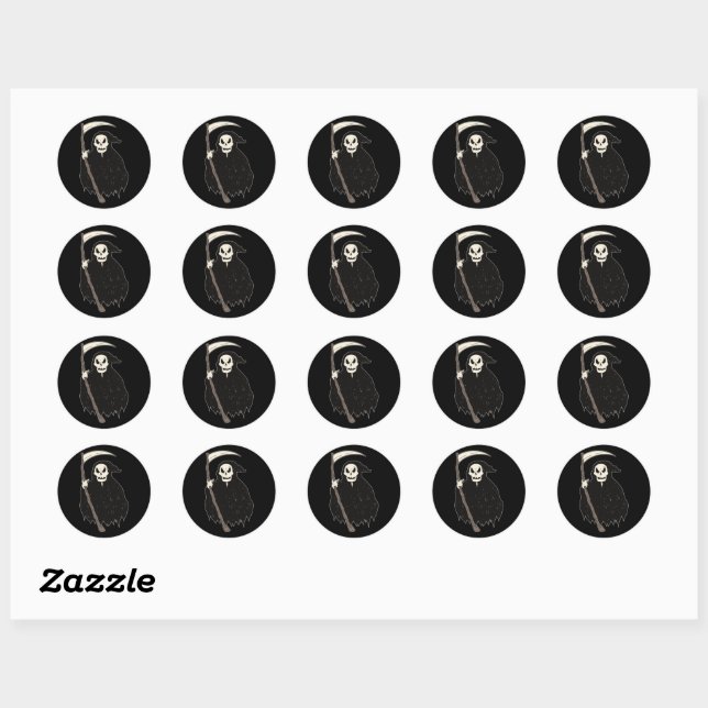 Dark Grim Reaper Classic Round Sticker (Sheet)